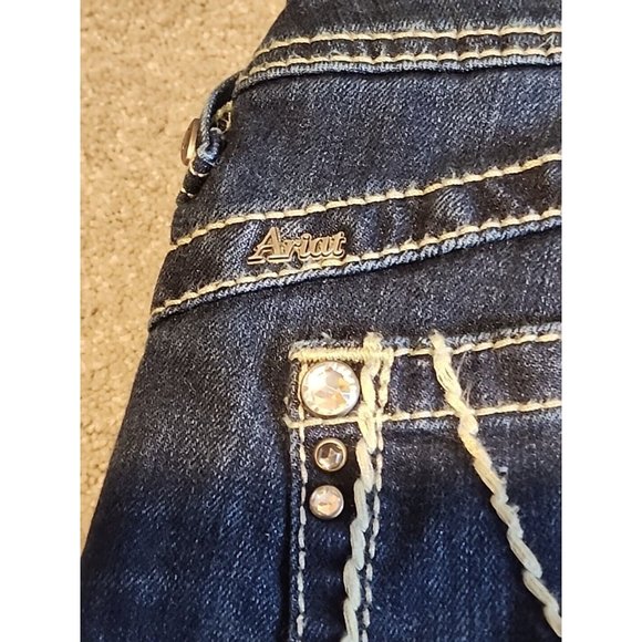 Ariat  Mid Rise Boot Jeans Women’s 34L Flair Heavy Stitch Studed Stretch Ruby - Picture 9 of 16